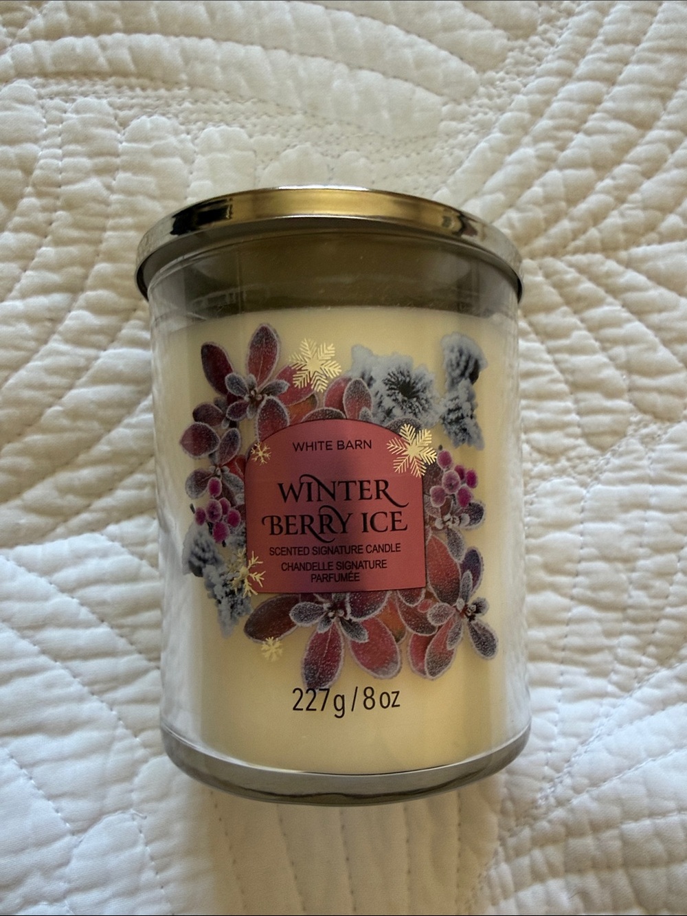 White Barn Winter Berry Ice Candle - Iced Cherries Juicy Orange Snowy Lime